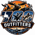 709 Outfitters Logo T-Shirt design featuring moose, puffins, whale, salmon, lighthouse and fishing boat