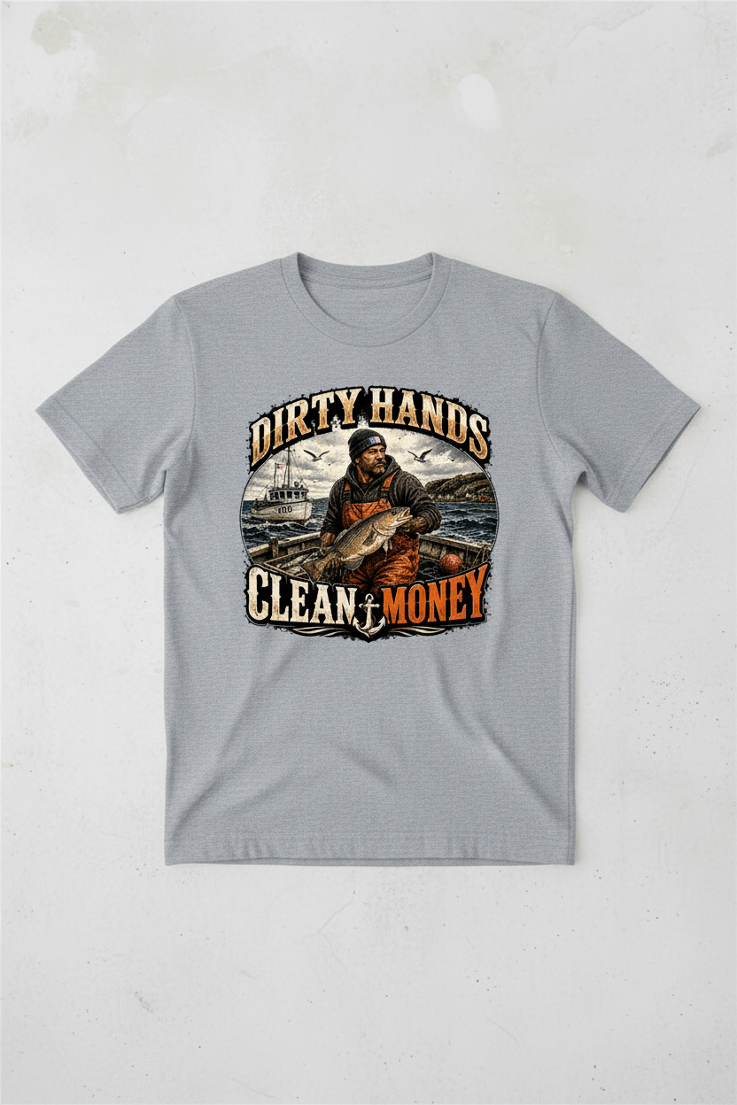 Dirty Hands Clean Money T-Shirt - Grey
